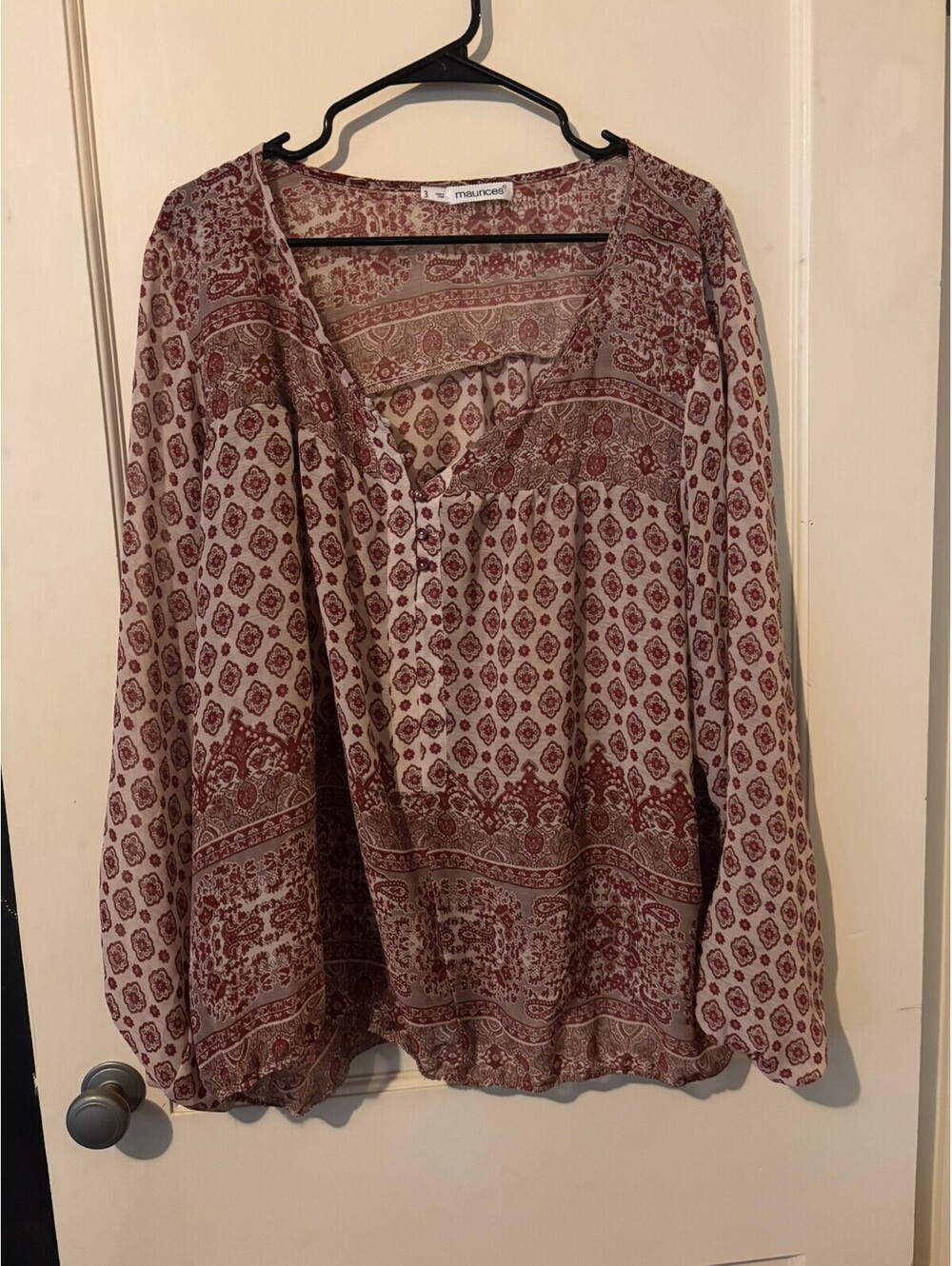 Maurices mauve patterned long sleeve blouse 3X